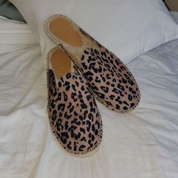 New JCrew Animal Leopard Printed Espadrille Mule Slides Size 11 - Picture 12 of 13